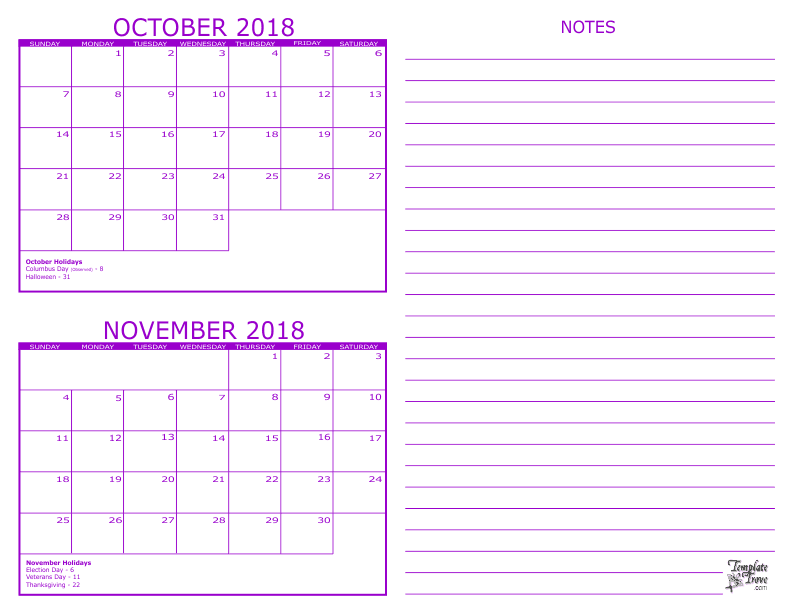 2-month-calendar-2018