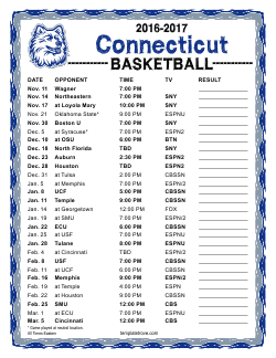 2016-2017 UConn Huskies Basketball Schedule