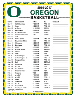 2016-2017 Oregon Ducks Basketball Schedule