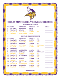 Minnesota Vikings 2016-2017 Schedule