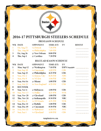 Pittsburgh Steelers 2016-2017 Schedule