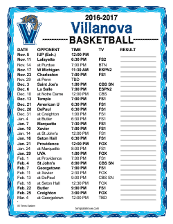 2016-2017 Villanova Wildcats Basketball Schedule