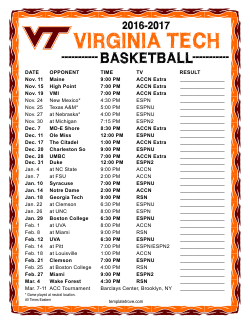 2016-17 Virginia Tech Hokies Basketball Schedule