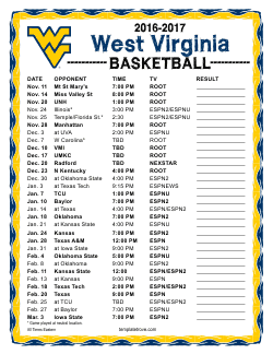 2016-2017 West Virginia Mountaineers Basketball Schedule