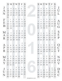 Black Free Printable Yearly Calendar 4