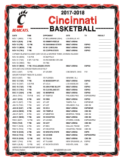 Printable 2017-18 Cincinnati Bearcats Basketball Schedule