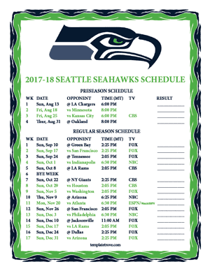 Seattle Seahawks 2017-18 Printable Schedule - Mountain Times