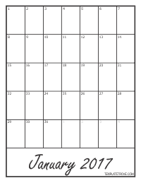 2017 Blank Monthly Calendar