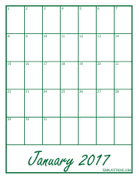 2017 Blank Monthly Calendar - Green