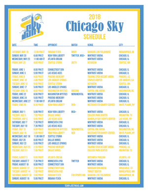 Chicago Sky 2018 Printable Basketball Schedule