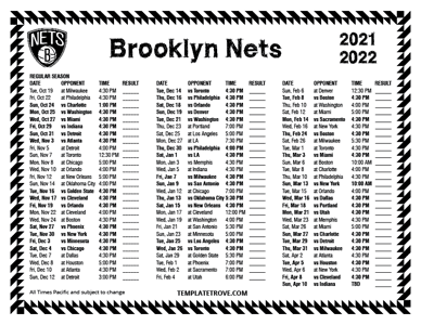 Brooklyn Nets 2021-22 Printable Schedule - Pacific Times