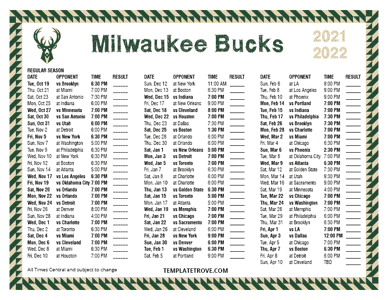 2021-22 Printable Milwaukee Bucks Schedule - Central Times