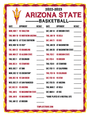 2022-23 Printable Arizona State Sun Devils Basketball Schedule