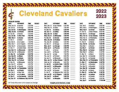 Cleveland Cavaliers 2022-23 Printable Schedule - Mountain Times