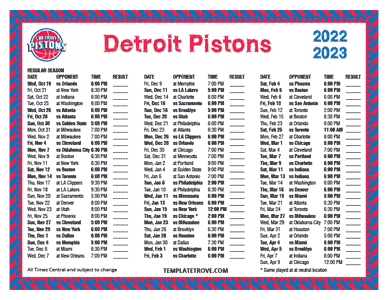 2022-23 Printable Detroit Pistons Schedule - Central Times