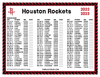 2022-23 Printable Houston Rockets Schedule - Central Times