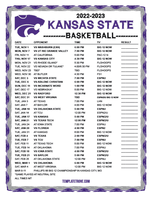 Kansas State Wildcats Basketball 2022-23 Printable Schedule - Mountain Times