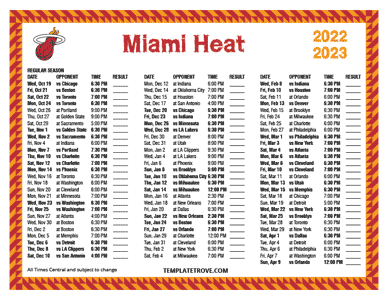 2022-23 Printable Miami Heat Schedule - Central Times