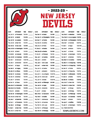 New Jersey Devils 2022-23 Printable Schedule