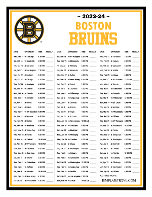 Boston Bruins 2023-24 Printable Schedule - Pacific Times