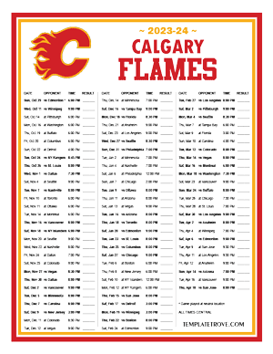 Calgary Flames 2023-24 Printable Schedule - Central Times