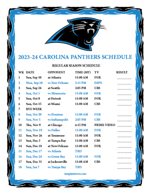 Carolina Panthers 2023-24 Printable Schedule - Mountain Times
