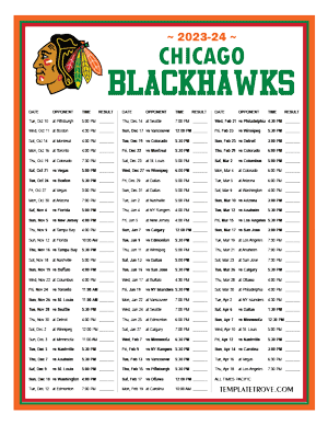 Chicago Blackhawks 2023-24 Printable Schedule - Pacific Times