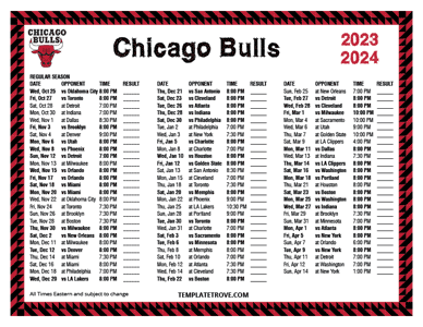 Chicago Bulls 2023-24 Printable Schedule