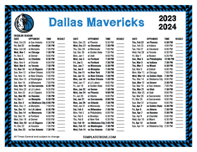 2023-24 Printable Dallas Mavericks Schedule - Central Times