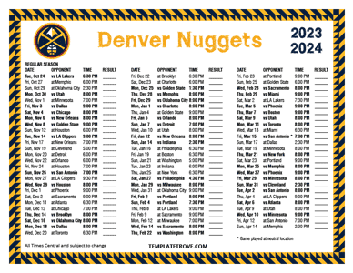 2023-24 Printable Denver Nuggets Schedule - Central Times