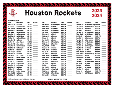 Houston Rockets 2023-24 Printable Schedule