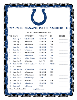 Indianapolis Colts 2023-24 Printable Schedule - Central Times