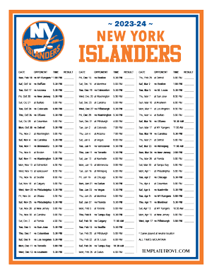 New York Islanders 2023-24 Printable Schedule - Mountain Times