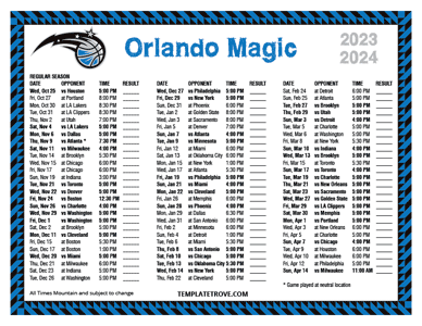 Orlando Magic 2023-24 Printable Schedule - Mountain Times