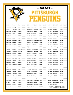 Pittsburgh Penguins 2023-24 Printable Schedule