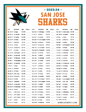 San Jose Sharks 2023-24 Printable Schedule - Central Times