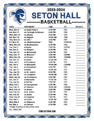 Seton Hall Pirates Basketball 2023-24 Printable Schedule - Mountain Times