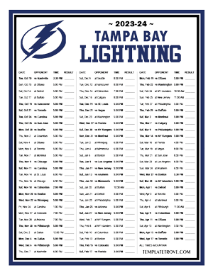 Tampa Bay Lightning 2023-24 Printable Schedule - Mountain Times