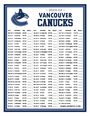 Vancouver Canucks 2023-24 Printable Schedule - Mountain Times