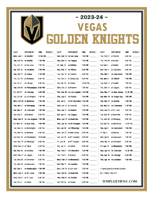 Vegas Golden Knights 2023-24 Printable Schedule - Pacific Times