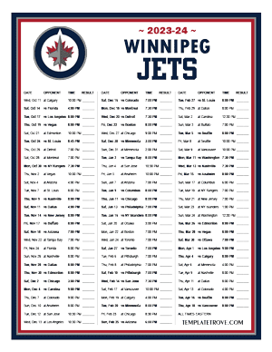 Winnipeg Jets 2023-24 Printable Schedule