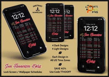 2023-24 San Francisco 49ers Lock Screen Wallpaper Schedules