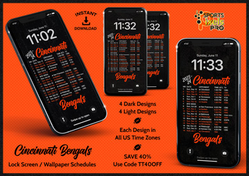 2023-24 Cincinnati Bengals Lock Screen Wallpaper Schedules