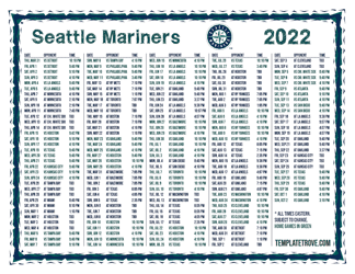 Eastern Times 2022 Seattle Mariners Printable Schedule
