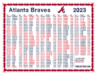 Eastern Times 2023 Atlanta Braves Printable Schedule
