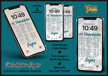 2023-24 Philadelphia Eagles Lock Screen Wallpaper Schedules