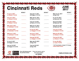 June 2017 Cincinnati Reds Printable Schedule