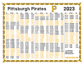 Pacific Times 2023 Pittsburgh Pirates Printable Schedule