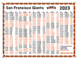 Pacific Times 2023 San Francisco Giants Printable Schedule