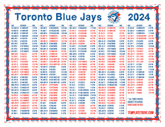 Pacific Times 2024
 Toronto Blue Jays Printable Schedule